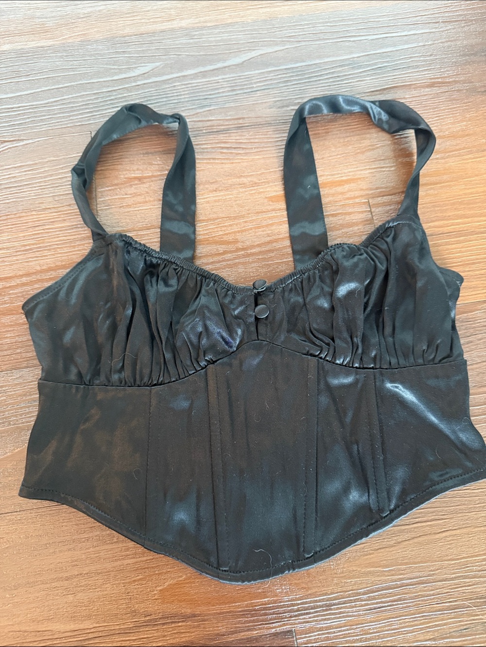 Zara Black Satin Bustier Crop Top